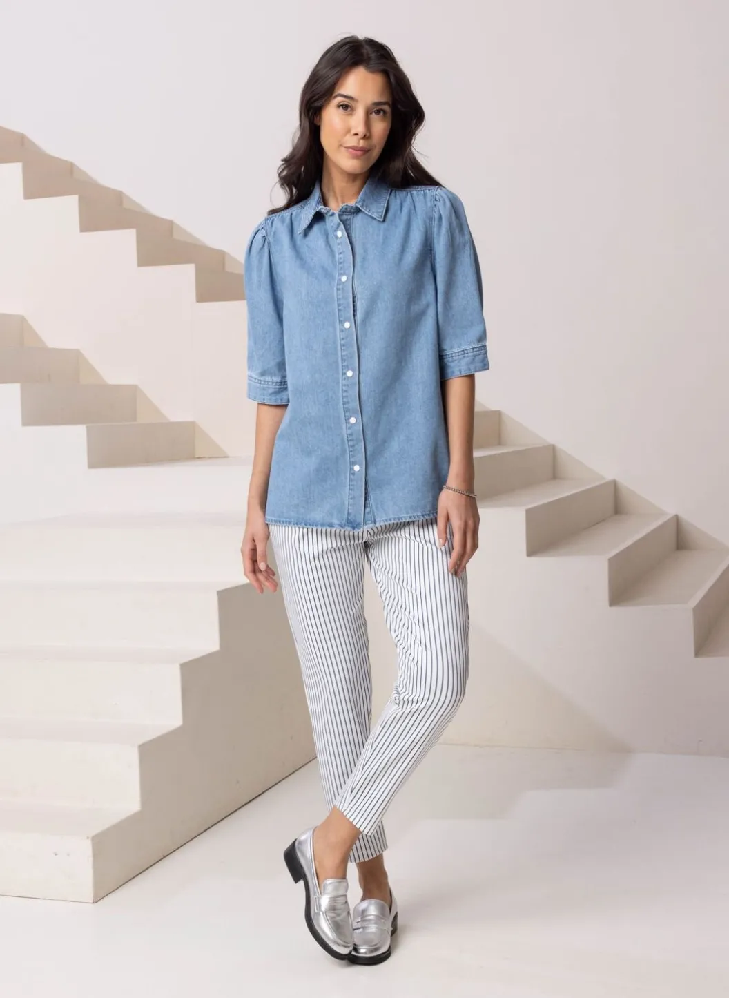 /Blauw Gestreepte Jogger