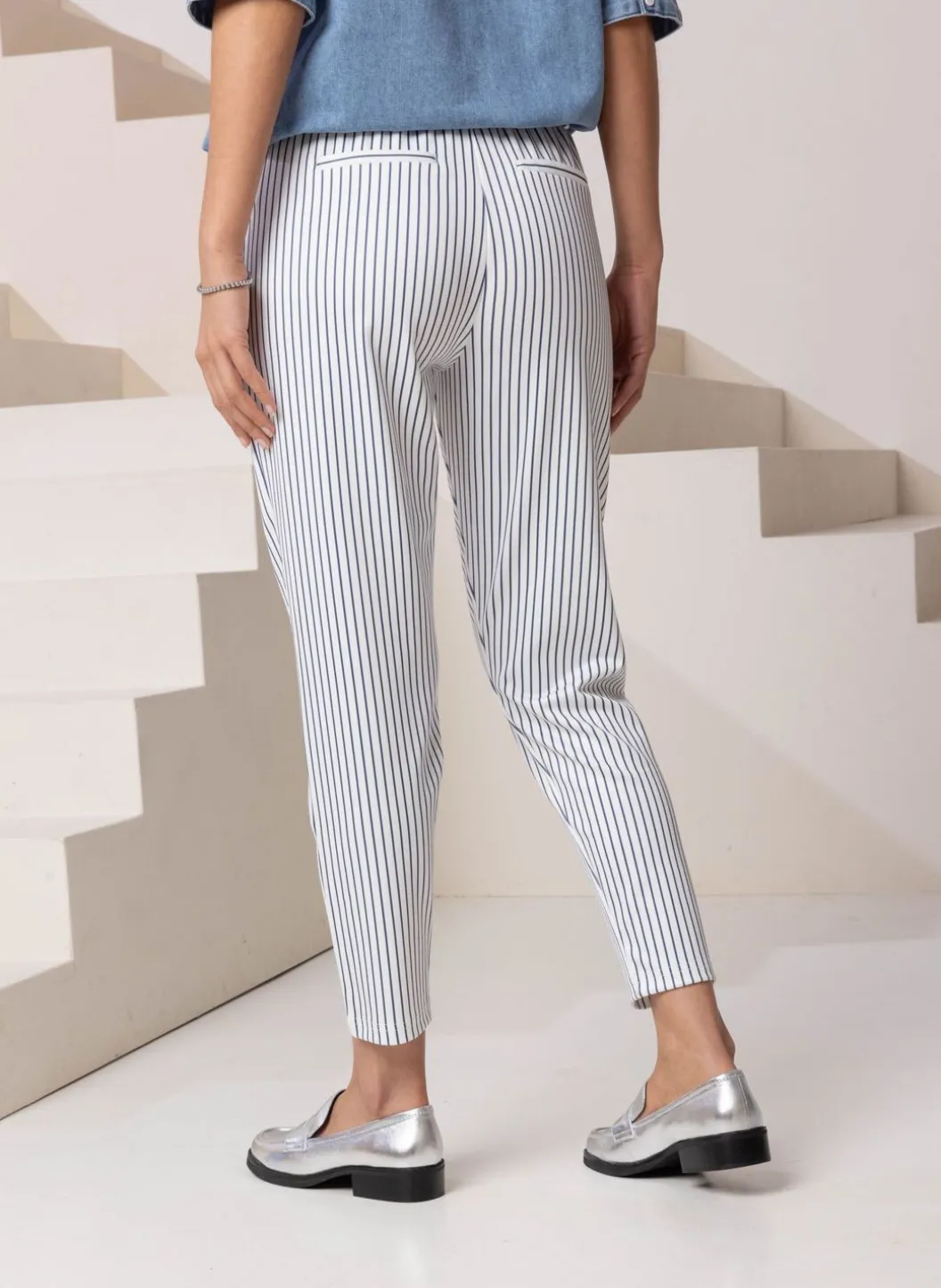 /Blauw Gestreepte Jogger