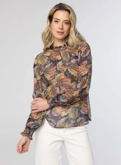 Blouse Met Lange Gesmokte Mouw