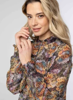 Blouse Met Lange Gesmokte Mouw