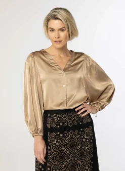 Bronzen Blouse Met Pofmouwen
