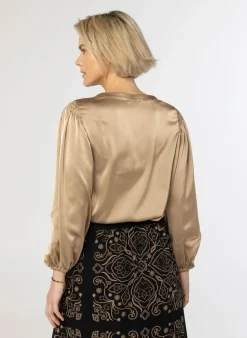 Bronzen Blouse Met Pofmouwen