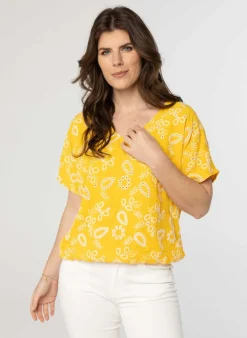 Gele Blouse Met Print