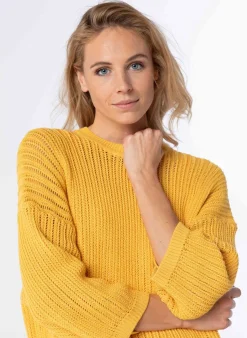 Gele Grof Gebreide Trui