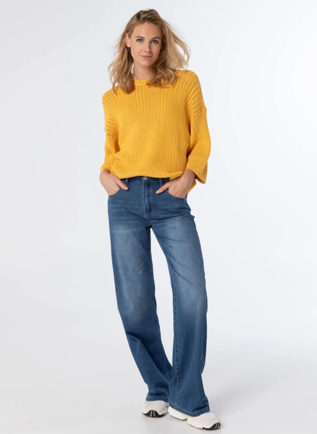 Gele Grof Gebreide Trui