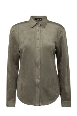 Grijze Blouse Van Suedine