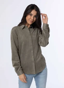 Grijze Blouse Van Suedine