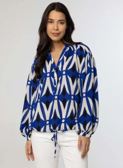 Kobalt E Blouse Met Pofmouwen