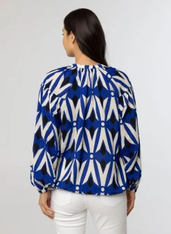 Kobalt E Blouse Met Pofmouwen