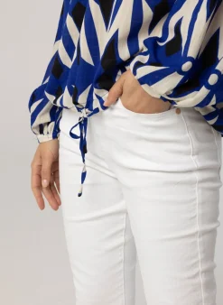 Kobalt E Blouse Met Pofmouwen