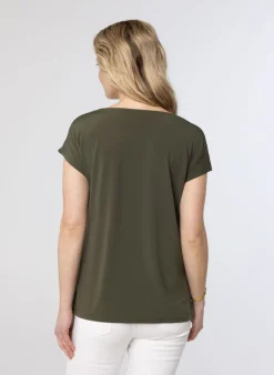 Leger Shirt Met Gedrapeerde Hals