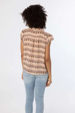 Meerkleurige Blouse Met Korte Mouwen