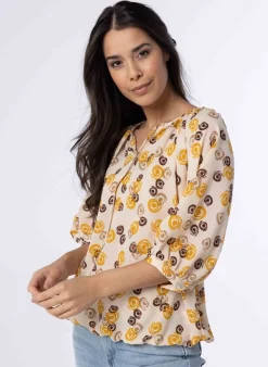 Meerkleurige Blouse Met Pofmouwen