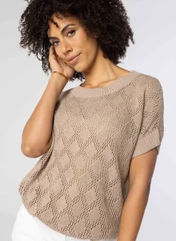 Opengewerkte Trui Zandkleur