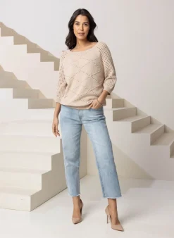 Zandkleurig Gebreide Trui