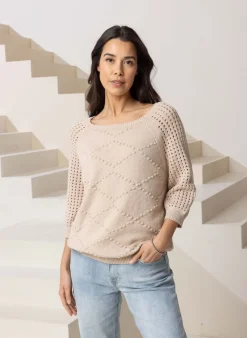 Zandkleurig Gebreide Trui