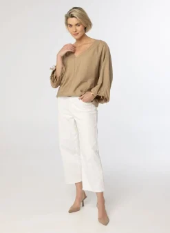 Zandkleurige Blouse Linnen