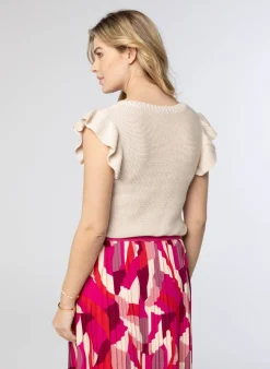 Zandkleurige Gebreide Trui