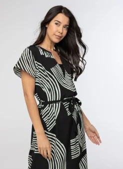 Zwarte Jurk Met E Print